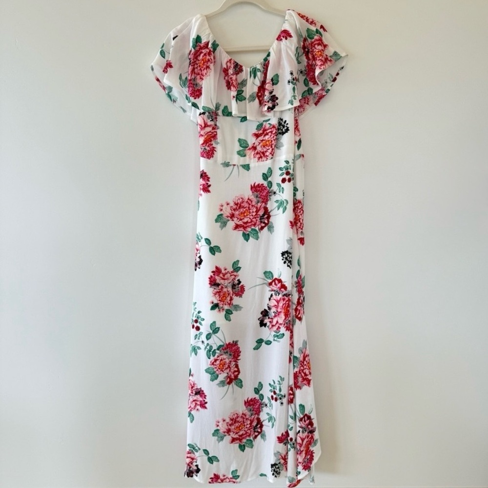 NWT MINKPINK Pretty Petals Wrap Front Dress Ivory Pink Floral High Low Womens XS - Picture 7 of 11